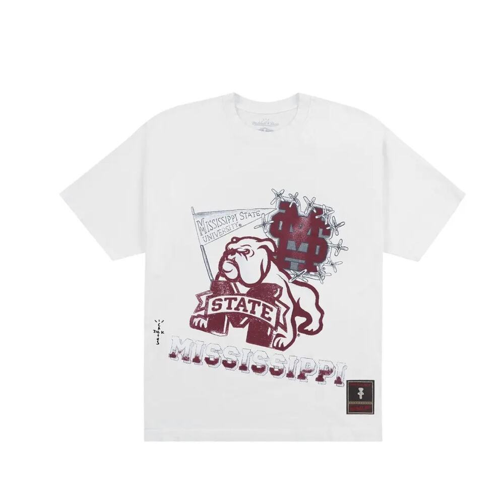 Cactus Jack Travis Scott x Mitchell & Ness Mississippi State University Tee*NEW